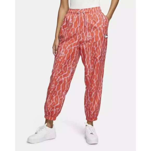 Nike Sportswear Jogger Pants Woven Windbreaker Drawstring Orange - Picture 1 of 11